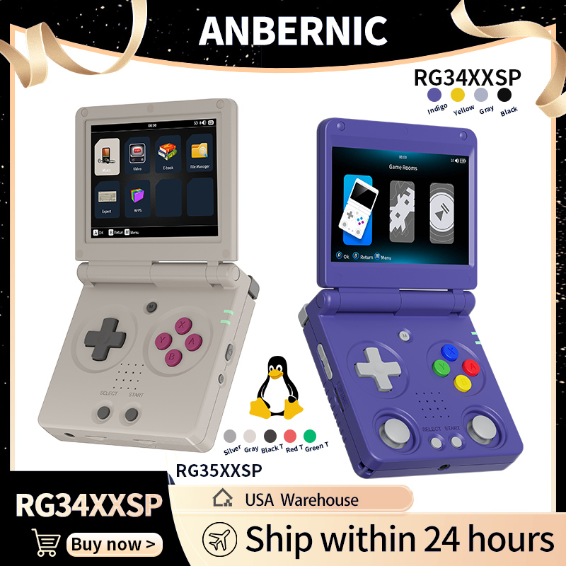 Retro Gaming Handheld Console - Anbernic RG34XXSP RG35XXSP 플립 휴대용 게임