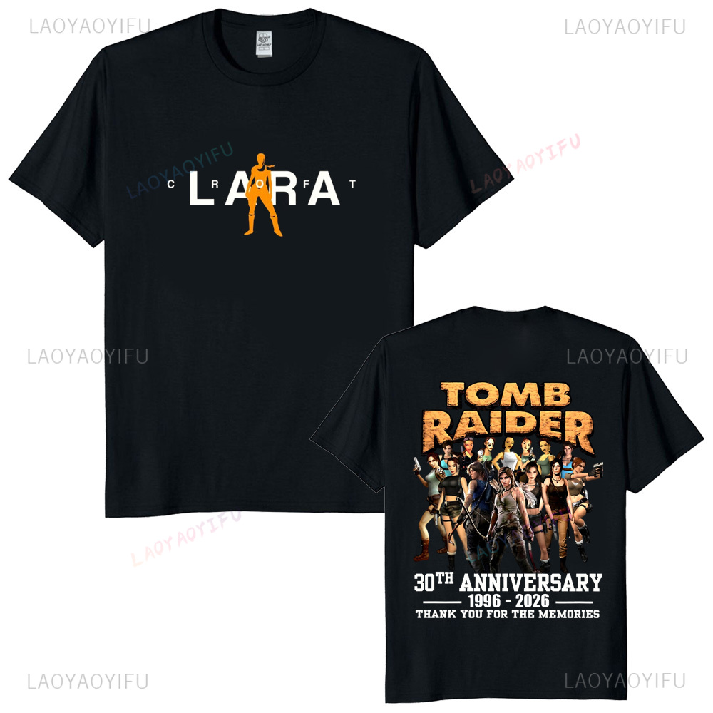 Retro Gaming T Shirts - Tomb Raider 30주년 기념 유니섹스 빈티지
