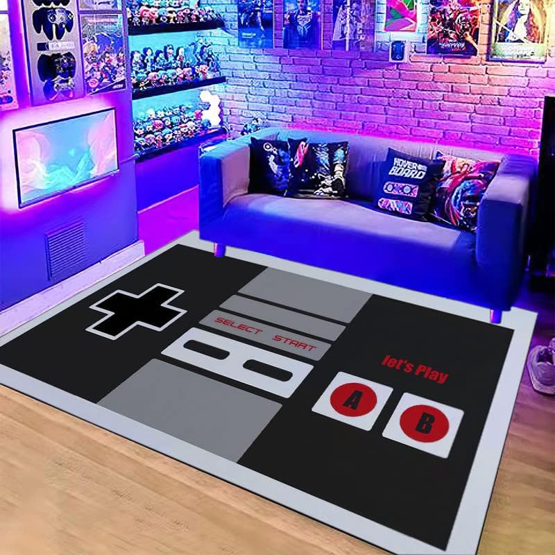 Retro Gaming Rug - 빈티지 NES 컨트롤러 테마 러그, 게임룸