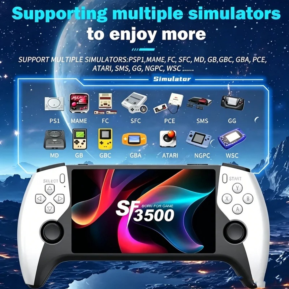Retro Gaming Handheld Console - SF3500 5인치 휴대용 게임 콘솔 (PS1,