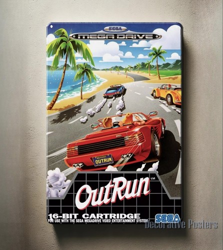아웃런 메가 드라이브 레트로 비디오 게임 금속 포스터  - Retro Gaming Us 리뷰 및 가격
