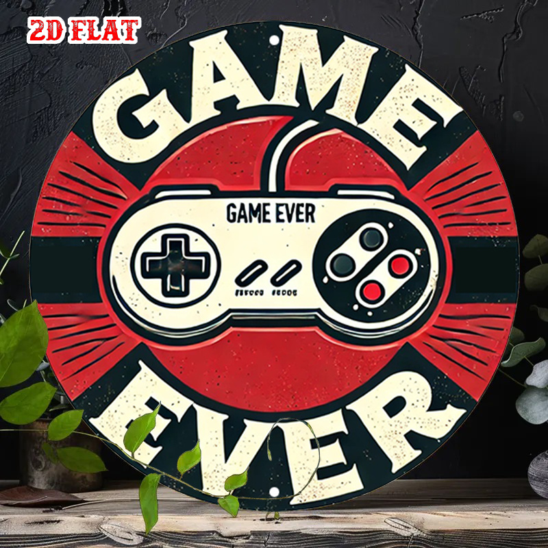 2D 플랫 1개 레트로 게임용 원형 알루미늄 사인, 컨 - Retro Gaming Us 리뷰 및 가격