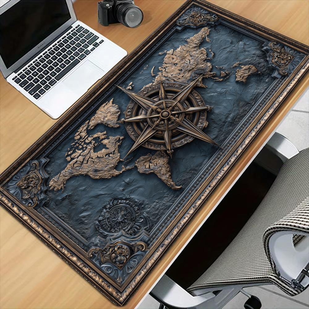 레트로 나침반과 지도 무늬 마우스 패드 데스크 매트,  - Retro Gaming Rug 리뷰 및 가격